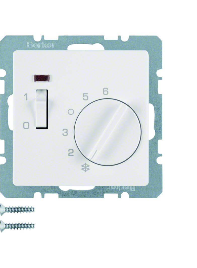 BERKER Q.1/Q.3 Regulator temperatury pomieszczenia 24V ze stykiem zwiernym biały 20316089 HAGER