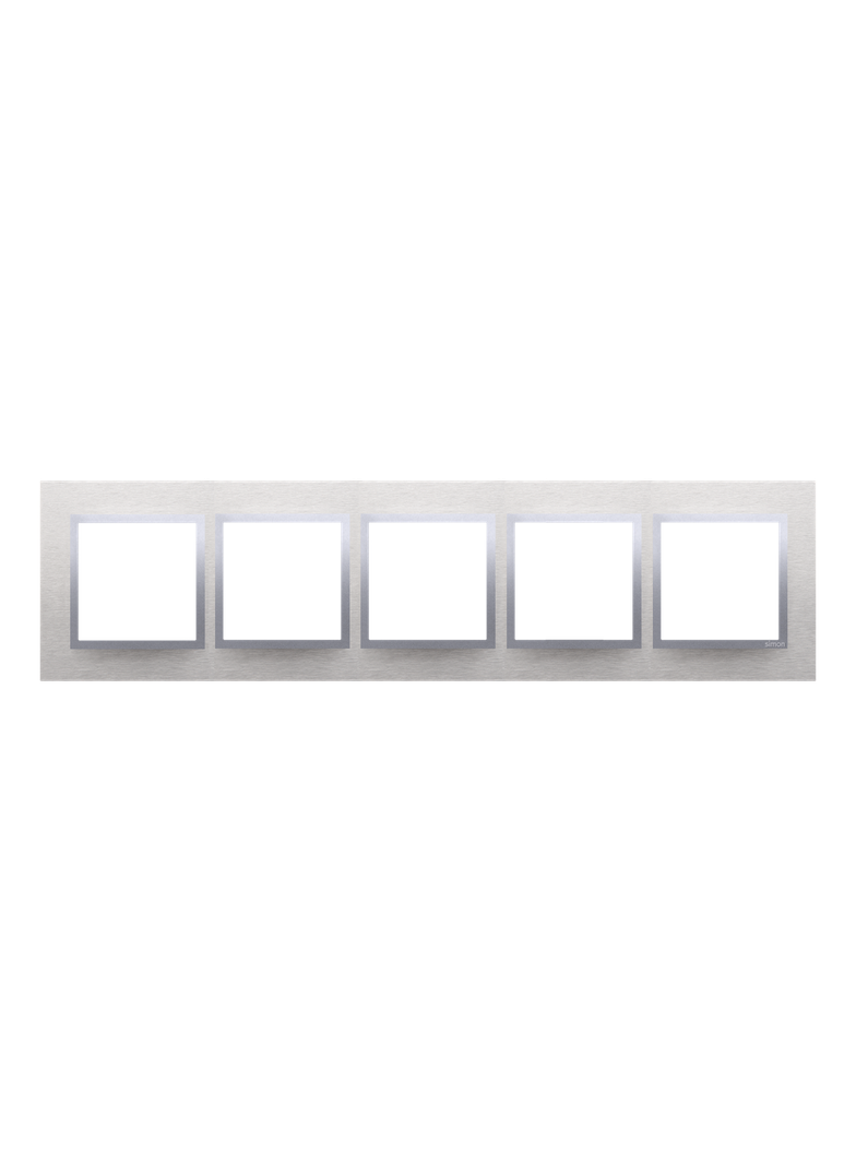 Simon 54 Nature Ramka 5-krotna Nature-Metal INOX KLASYCZNY IP20/IP44* (*IP44-należy zastosować zestaw uszczelek DUN5) DRN5/77 KONTAKT