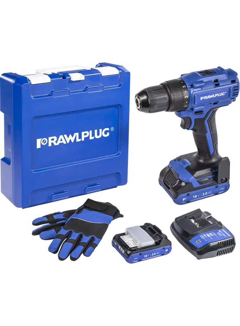 Wiertarko-wkrętarka akumulatorowa 18V 55Nm – zestaw M2 R-PDD18-55-M2 RAWLPLUG