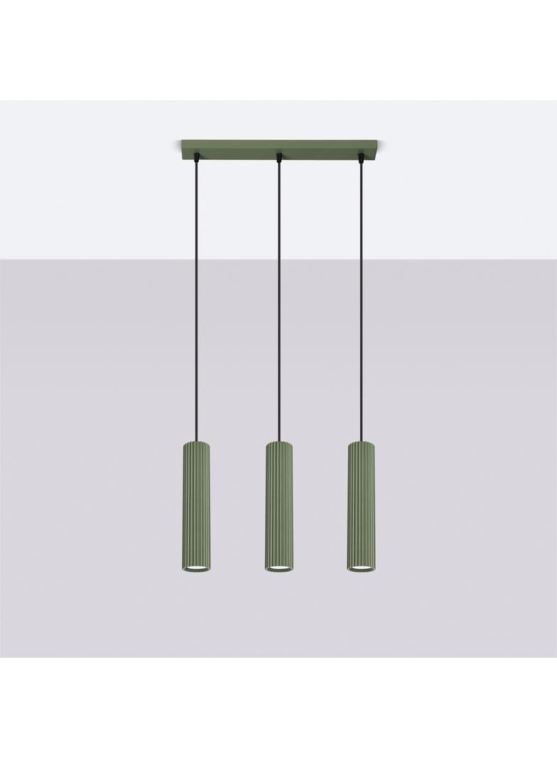 Sollux Lampa wisząca KARBON 3L zielona oliwka SL.1613