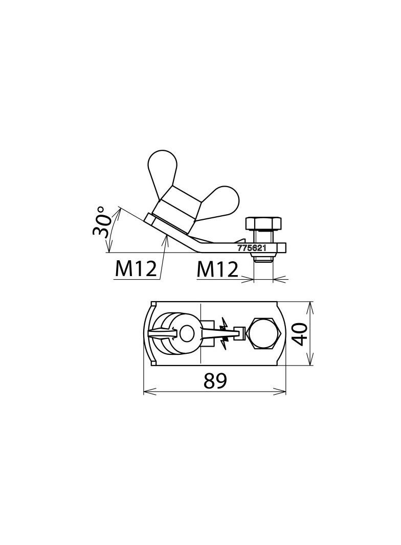 Element przyłączeniowy uziemiający z nakrętką motylkową M12