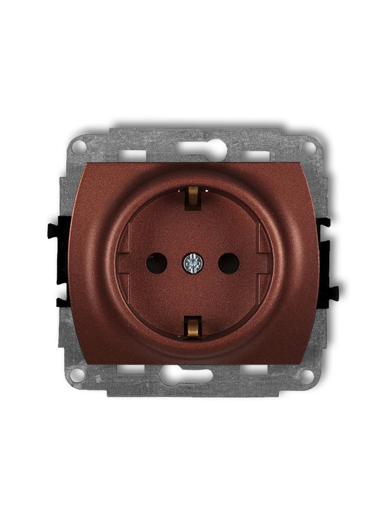 TREND Mechanizm gniazda pojedynczego z uziemieniem SCHUKO 2P+Z (przesłony torów prądowych) brązowy m