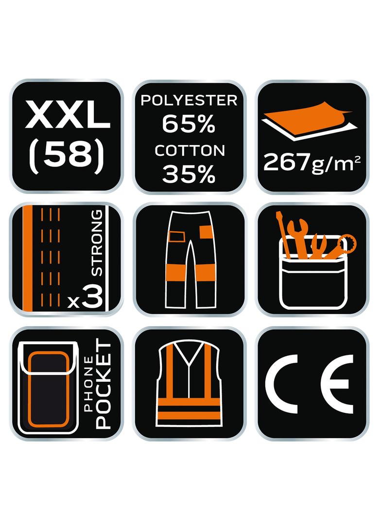 Spodnie robocze na szelkach, białe, HD, rozmiar XXL/58