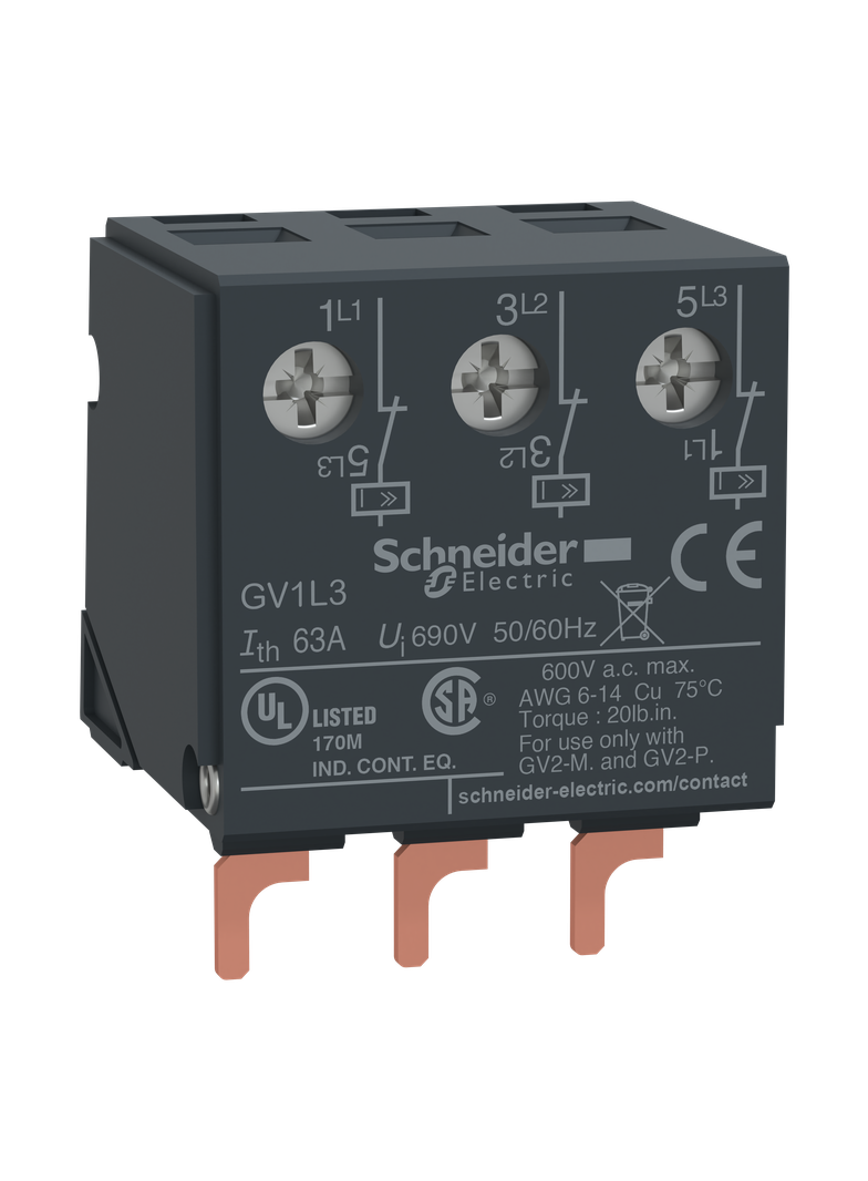 Ogranicznik prądowy do wyłacznika silnikowego GV, montowany od góry