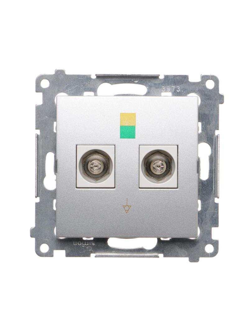 Simon 54 Gniazdo ekwipotencjalne podwójne srebrny mat