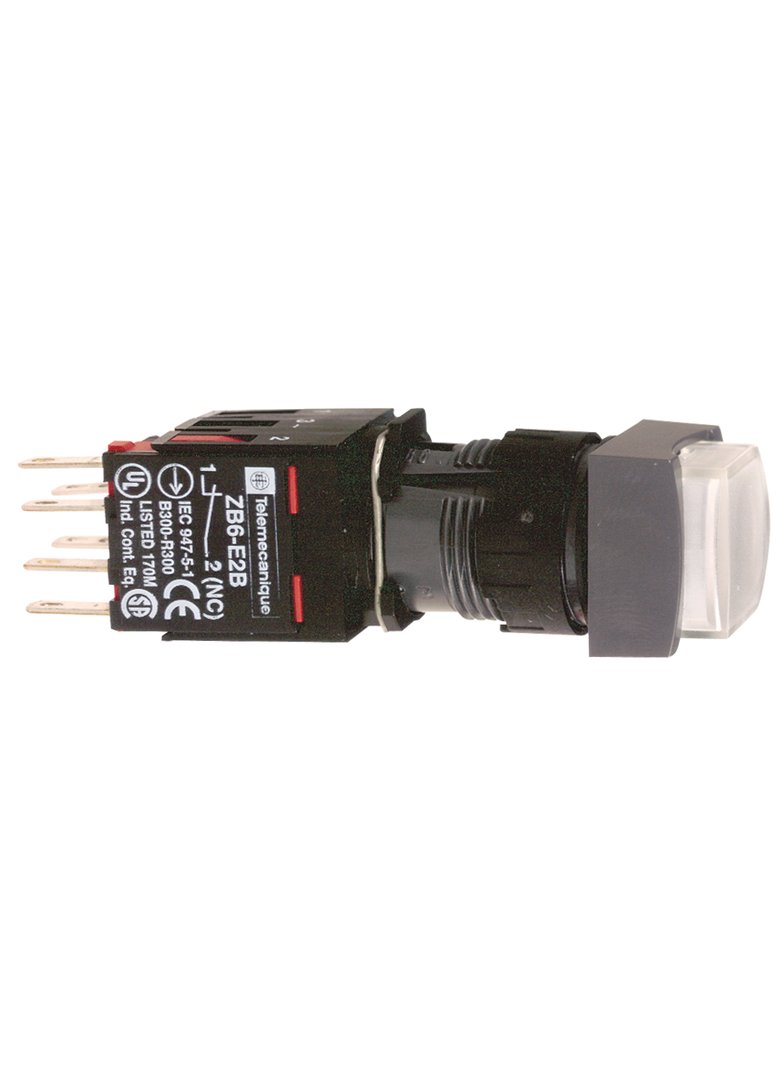 Harmony XB6 Przycisk wystający biały samopowrotny LED 12/24V kwadratowy