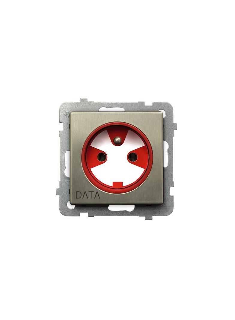 SONATA Gniazdo pojedyncze z uziemieniem DATA z kluczem uprawniającym - kolor nowe srebro