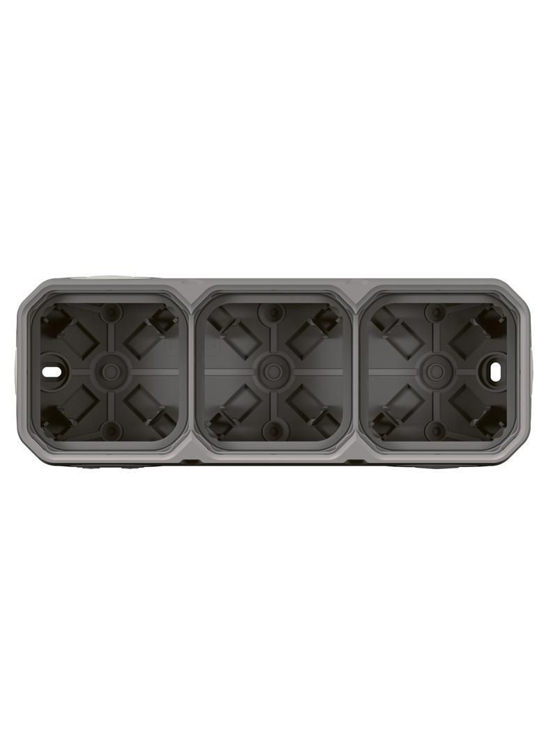 NOWE PLEXO - PUSZKA NATYNKOWA PODTRÓJNA Z PRZEPUSTEM MEMBRANOWYM SZARA