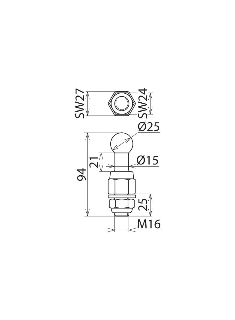 Punkt mocowania kulowy fi 25 mm prosty