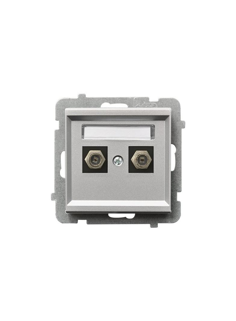 SONATA Gniazdo antenowe typu F podwójne - kolor srebro mat