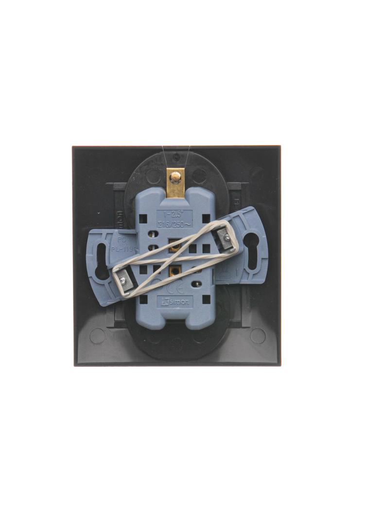 Simon 54 Gniazdo z/u podwójne z f. niezm. faz z przesłonami 16A z. śrubowe. monoblok brąz mat