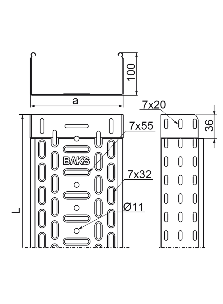 KGL600H100/3 KORYTKO 0,7 MM