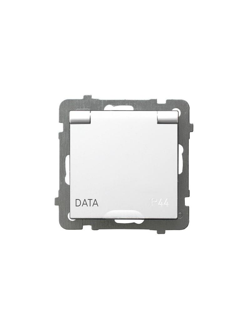 AS ANTYBAKTERYJNY Gniazdo bryzgoszczelne z uziemieniem DATA IP44 klapka w kolorze wyrobu produkt zawiera nanocząsteczki srebra kolor biały GPH-1GAZK/m/00/w OSPEL