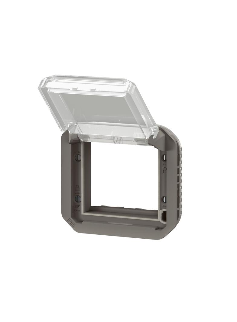 NOWE PLEXO - ADAPTER ARTEOR/MOSAIC Z PRZEZRO. KLAPKĄ MECH. 70,5X70,5MM ANTRACYT