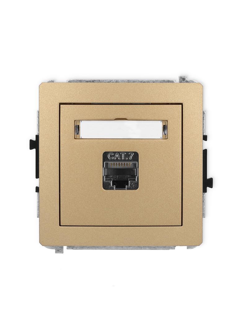 DECO Mechanizm gniazda komputerowego pojedynczego 1xRJ45, kat. 7, ekranowany, 8-stykowy złoty metali