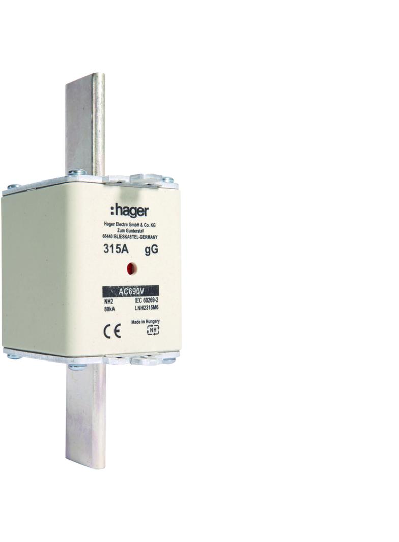 Wkładka bezp. nożowa NH2 wsk.podw. uchwyt nieiz. gG 315A 690VAC LNH2315M6 HAGER