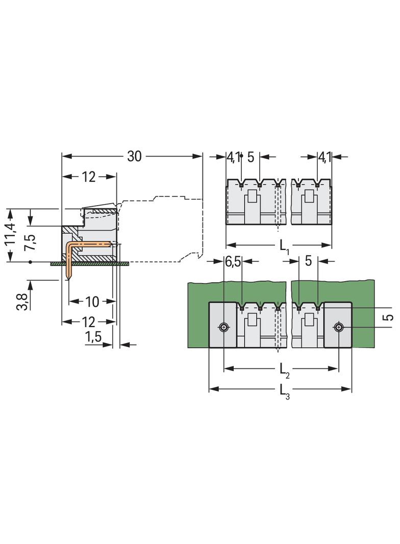 MCS-MIDI Classic wtyk 12-bieg. j-szary raster 5 mm