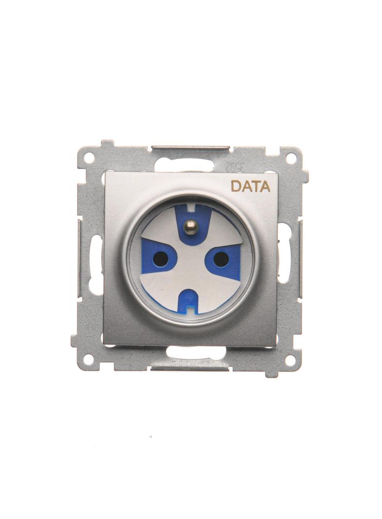 Simon 54 Gniazdo DATA z kluczem uprawniającym 16A z. śrub. srebrny mat