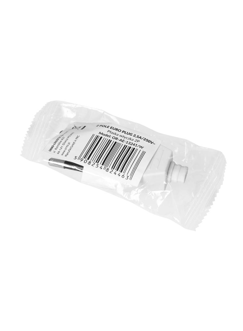 Wtyczka płaska bez uziemienia, 2,5A, 250V, biały poliwęglan, 1 sztuka OR-AE-13241/W ORNO