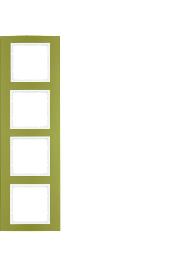 BERKER B.3 Ramka poczwórna aluminium złoty/biała 10143046 HAGER