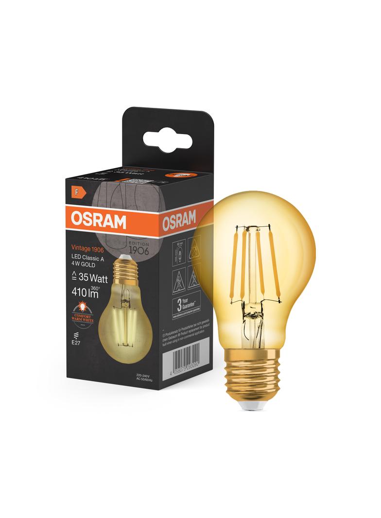 Lampa LED Vintage 1906 CL A Filament szkło przezroczyste GOLD 35 non-dim 4W 824 E27