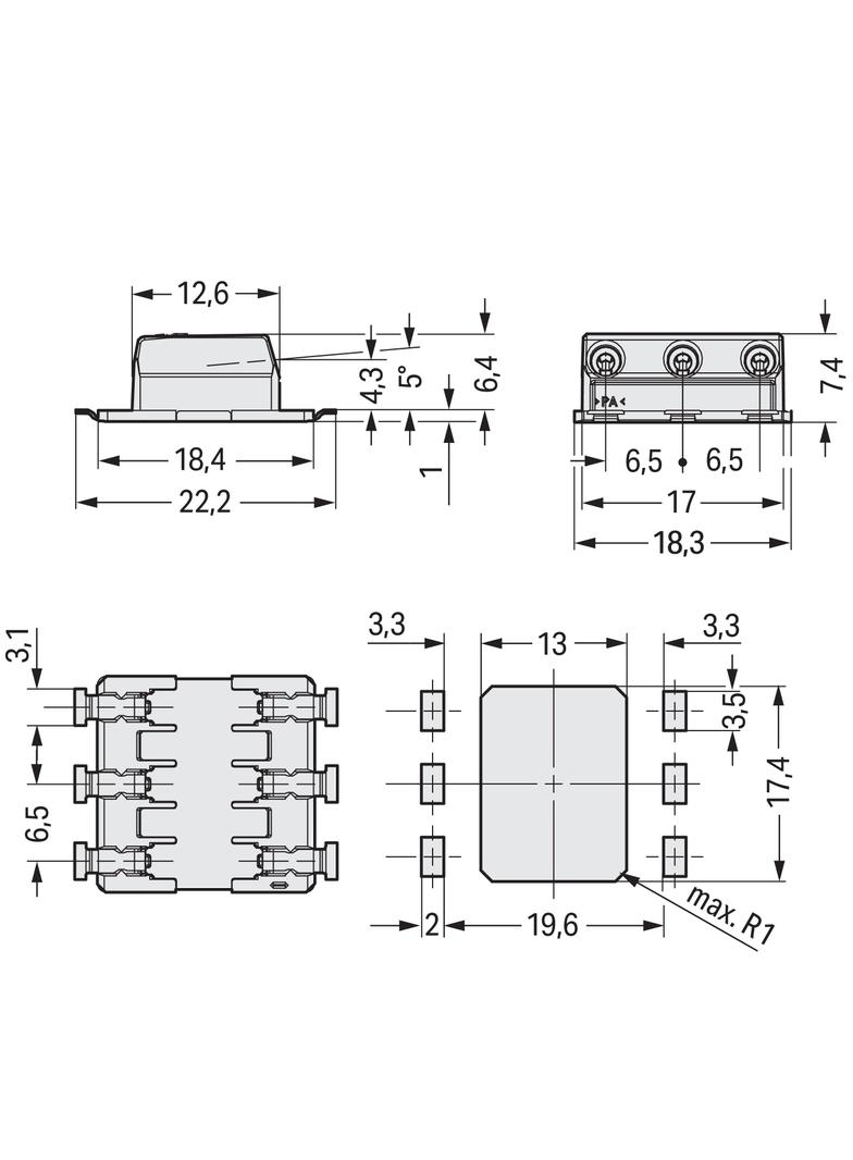 złączka SMD-Through-Board do pł.druk.