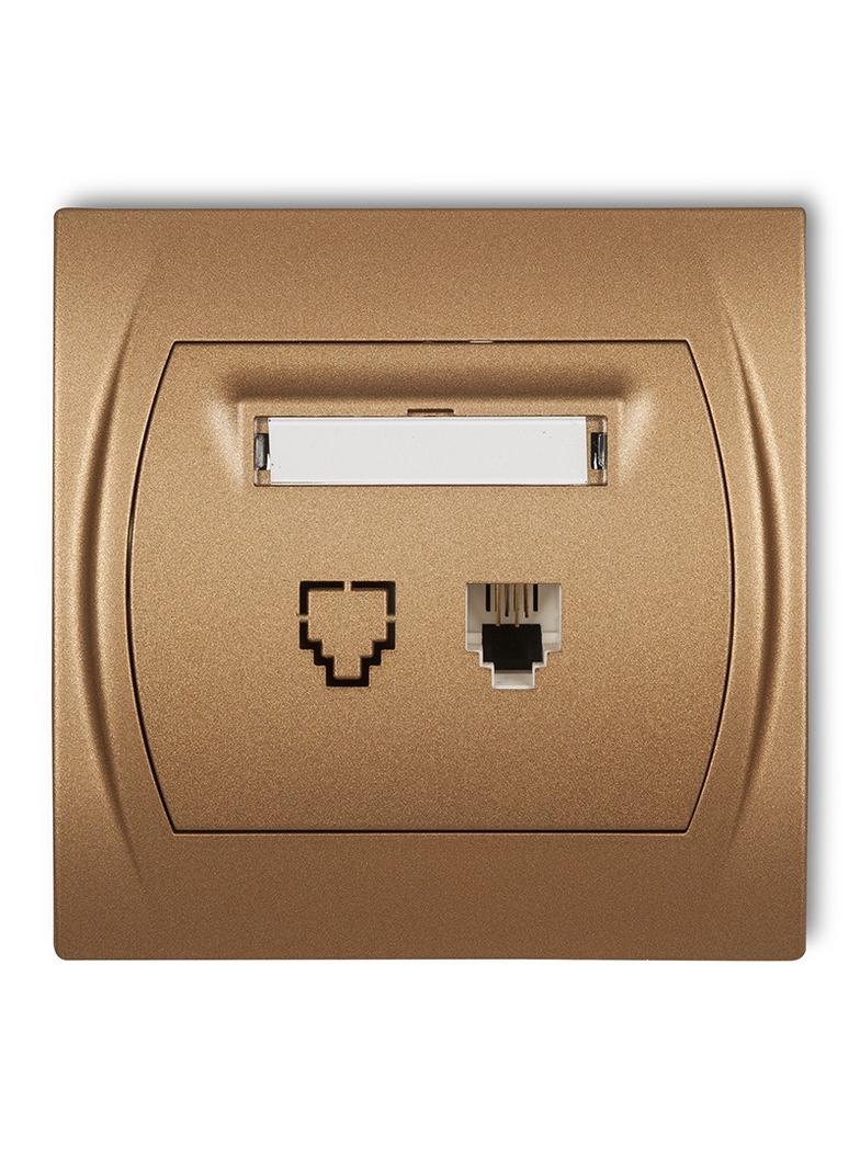 LOGO Gniazdo telefoniczne pojedyncze 1xRJ11, 4-stykowy złoty metalik