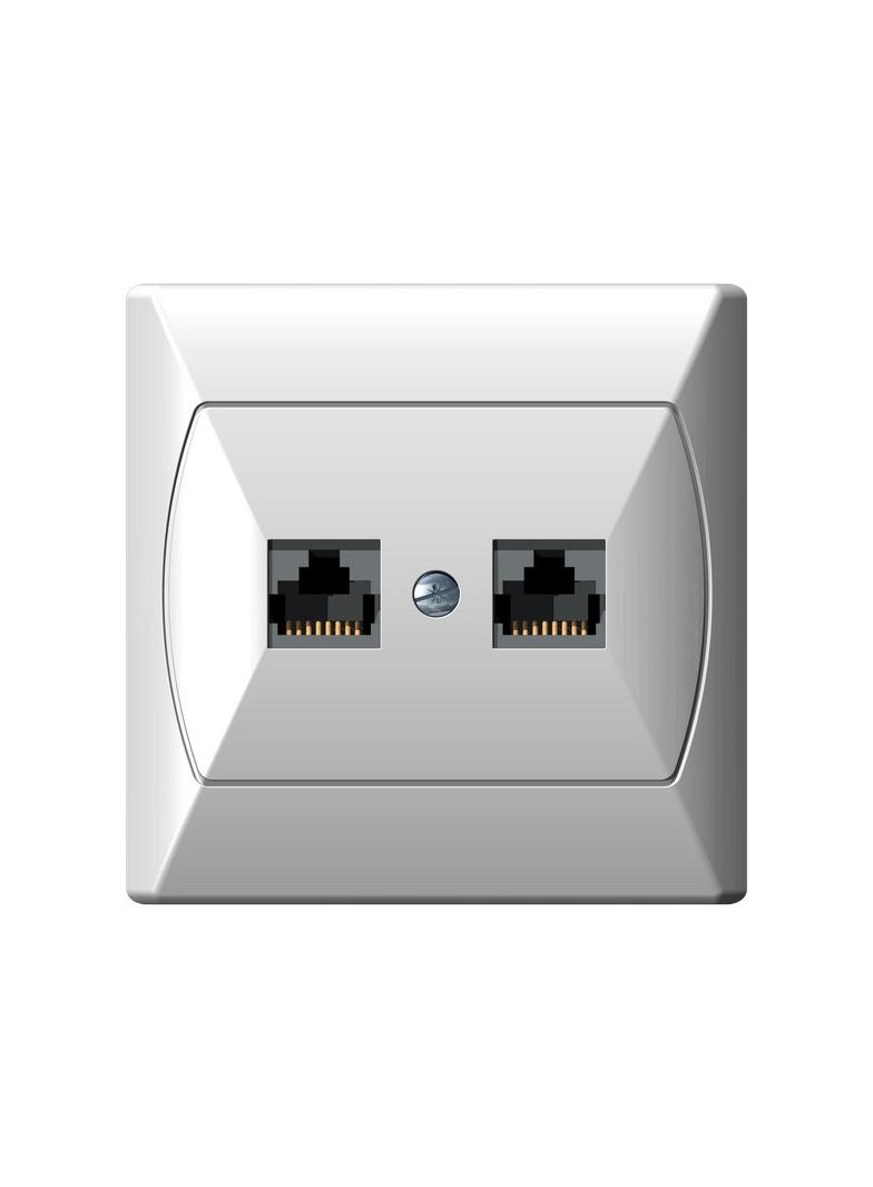AKCENT Gniazdo komputerowe podwójne, kat. 5e FOREX - kolor biały