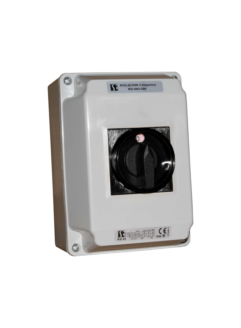 RSI-4063 OB4ZC ROZŁĄCZNIK IZOL.4 BIEGUNOWY 63A W OB4 Z CZOŁEM ZAMYKANYM ŻÓŁTO-CZERWONYM