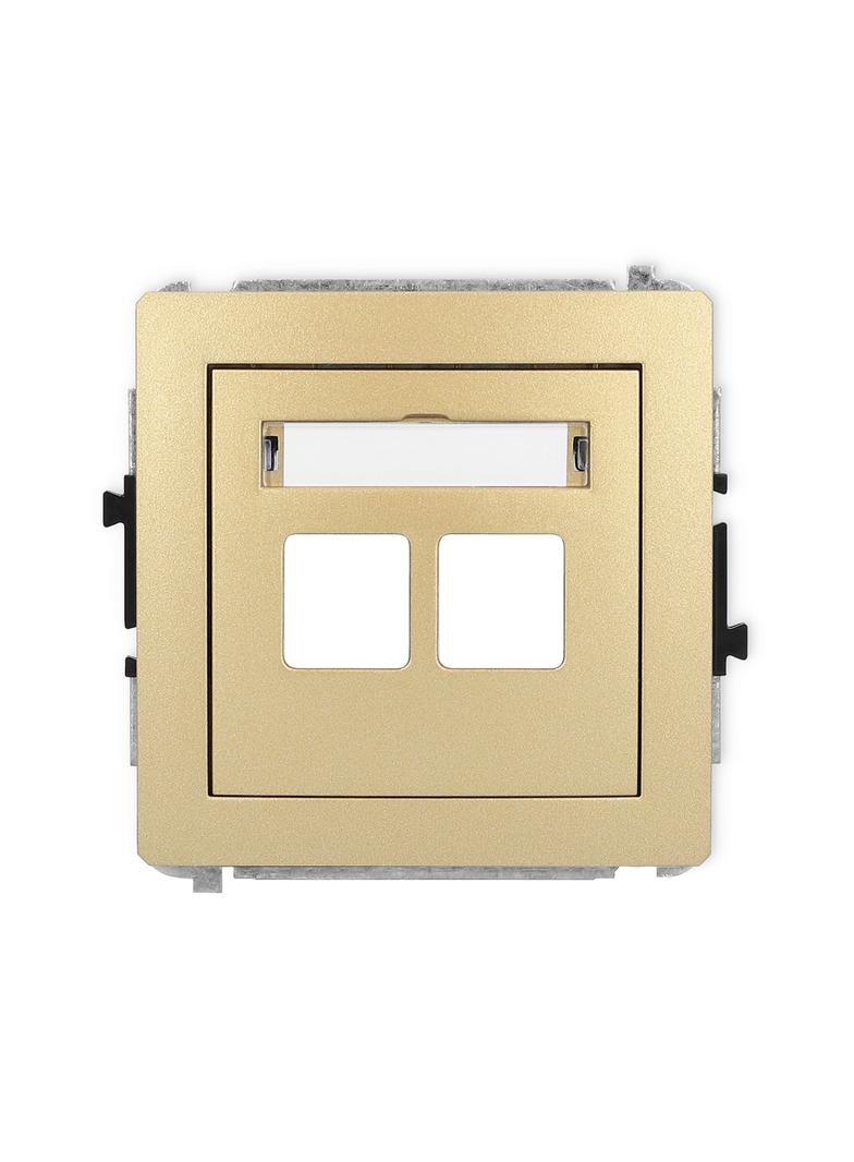 DECO Mechanizm gniazda multimedialnego podwójnego bez modułu (standard Keystone) złoty