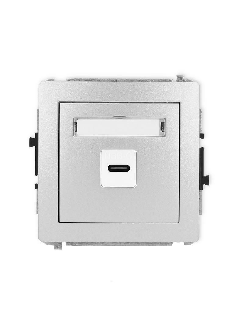 DECO Mechanizm gniazda pojedynczego 1xUSB C-C srebrny metalik