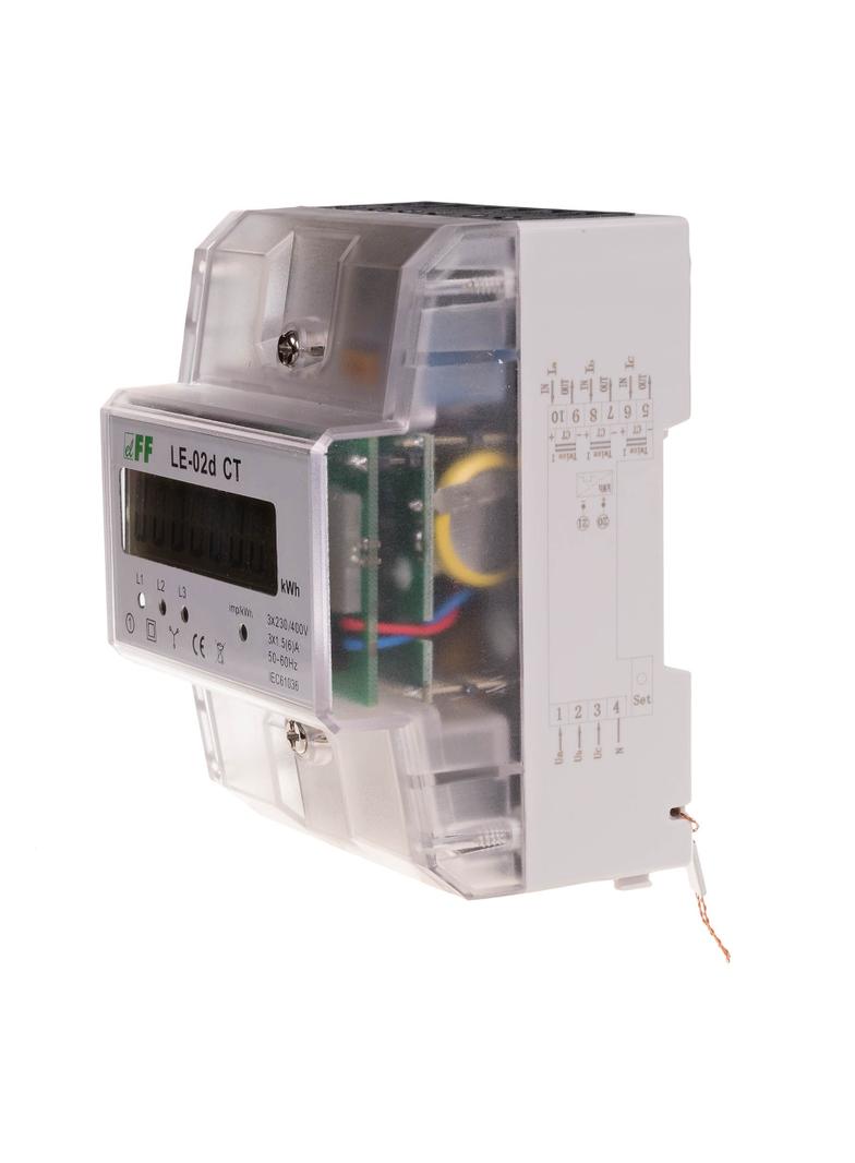 Licznik energii elektrycznej - trójfazowy z programowalną przekładnią wyświetlacz LCD kl.1 LE-02D-CT F&F