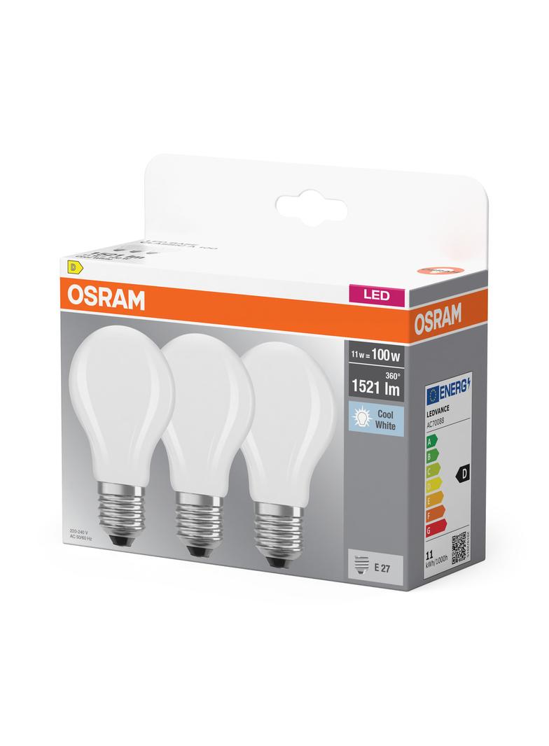 Żarówka LED x3 A60 E27 11W = 100W 1521lm 4000K Neutralna 300° BASE Osram
