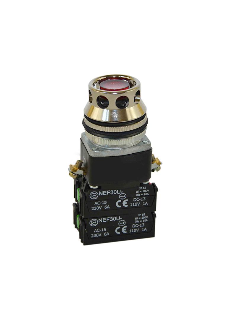 Przycisk NEF30-UKLD2XY 24V-230V czerwony