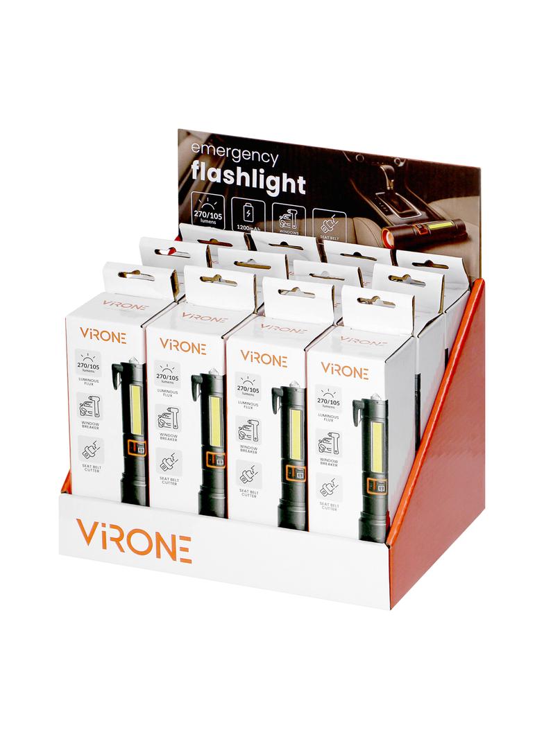 Latarka LED, 270/105lm, 1200mAh, przecinak do pasów, młotek bezpieczeństwa