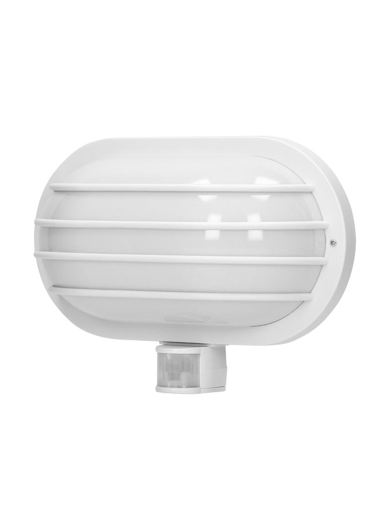 LASO, oprawa ogrodowa z czujnikiem ruchu 180st, 1x60W, E27, IP44, plastik, biała LF-2/W ORNO