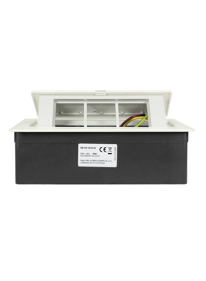 NOEN Kaseta meblowa wpuszczana w blat ze zintegrowaną ramką PCV na gniazda modułowe 3 x 45x45mm lub OR-GM-9010/W ORNO