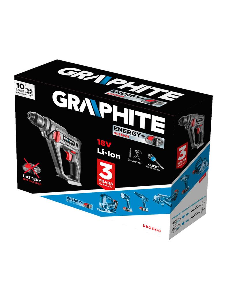 Młotowiertarka akumulatorowa SDS+ Energy+ 18V, Li-Ion/0.8J, bez akumulatora