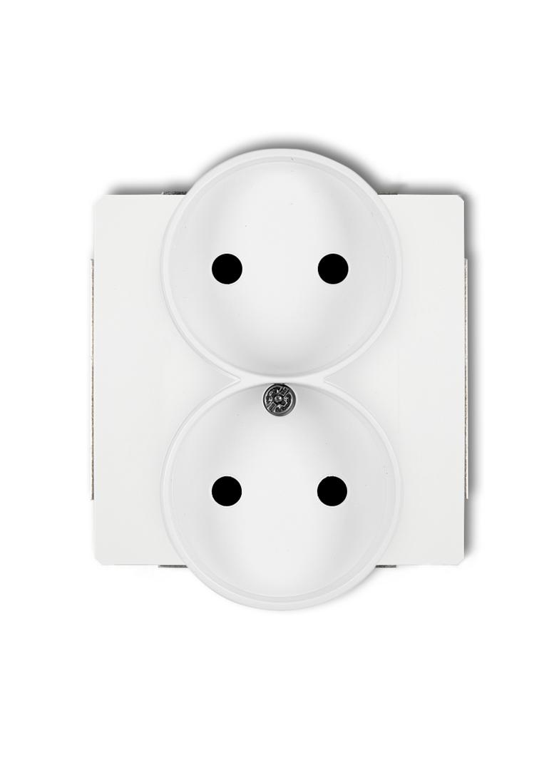 DECO Mechanizm gniazda podwójnego do ramki z uziemieniem 2x(2P+Z) (przesłony torów prądowych) biały
