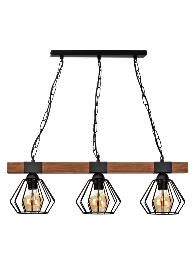 MILAGRO Lampa wisząca ULF BLACK/WOOD 3xE27