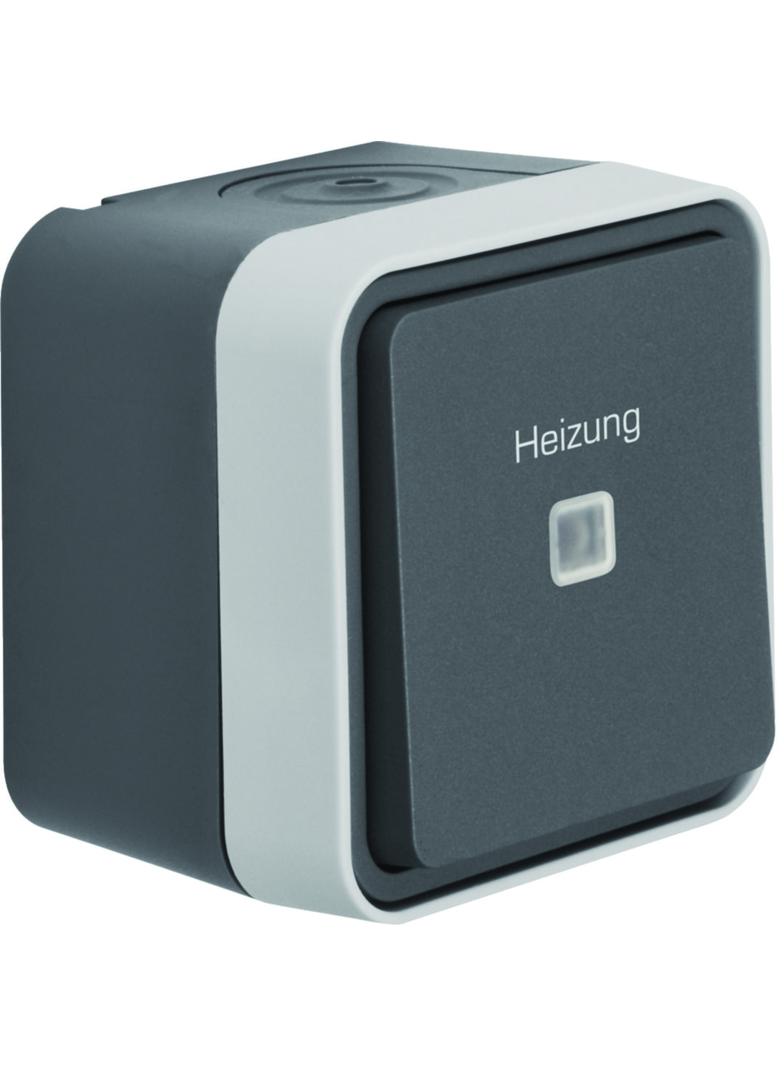 BERKER W.1 Łącznik uniwersalny z nadrukiem Heizung kompletny IP55 szary 35663505 HAGER