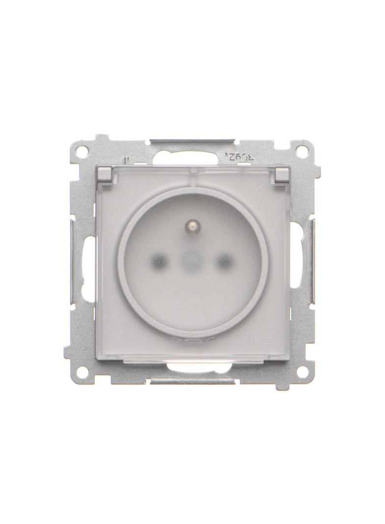 Simon 55 Gniazdo wtyczkowe do wersji IP44 bez uszczelki szybkozłączka Klapka transparentna Aluminium mat TGZ1BCUZ.01/143A KONTAKT