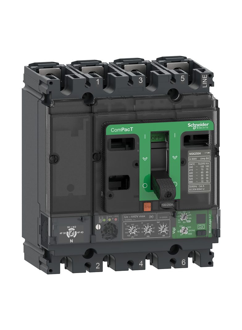Wyłącznik mocy ComPacT NSX NSX160H Mic4.2 100A 4P 70kA Vigi C16H44V100 Schneider