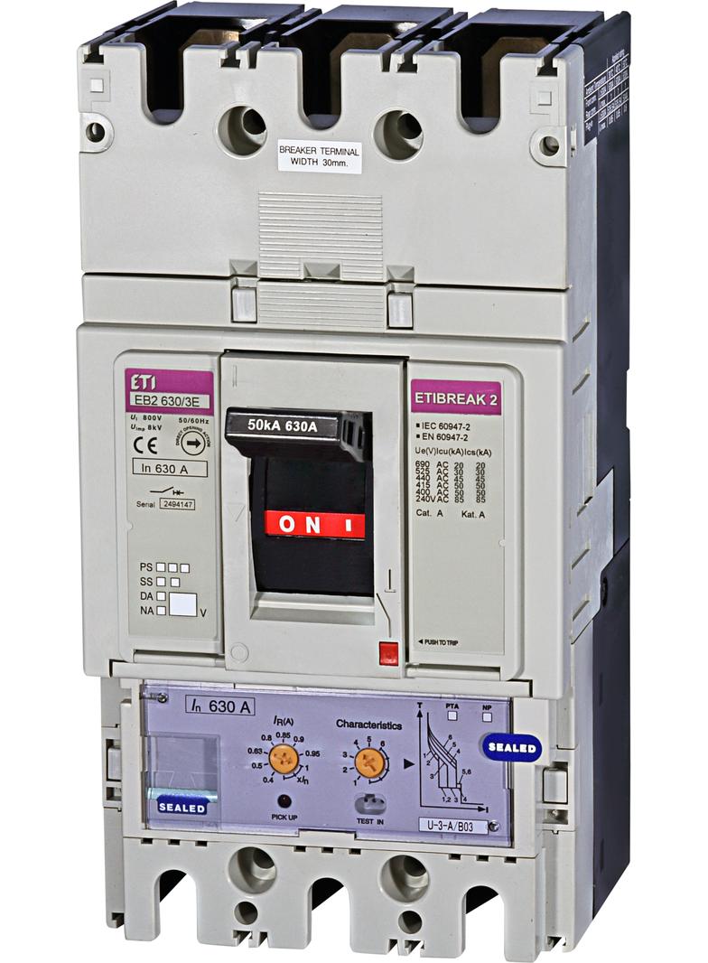 Wyłącznik mocy 50kA wyzw. elektroniczny EB2 630/3E 630A 3P 004671127 ETI