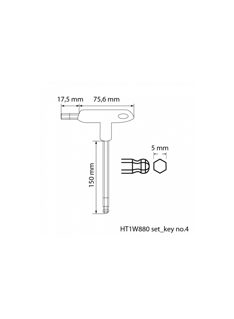 Zestaw kluczy sześciokątnych typu-T z kulką, długie 8 szt