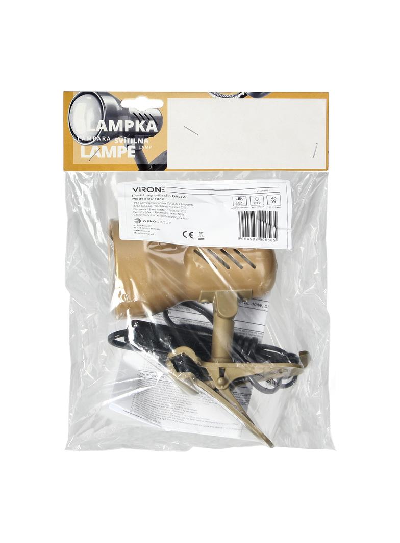 Dalla lampa biurkowa z klipsem 40W E27 stal + tworzywo złota DL-10/C ORNO