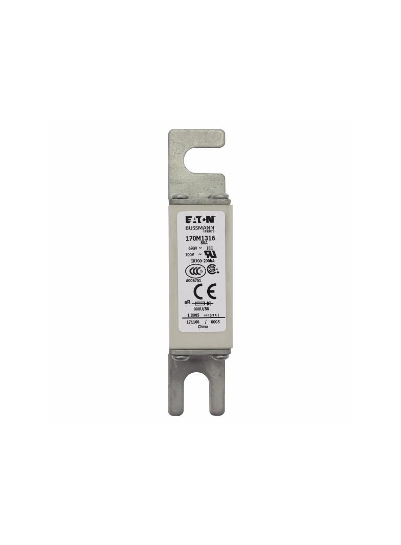 80A 690V IEC aR 000U/80 SQUARE BODY FUSE Wkładka szybka 80A AC 690V DIN 000 21x40x100 mm, 170M1316 E