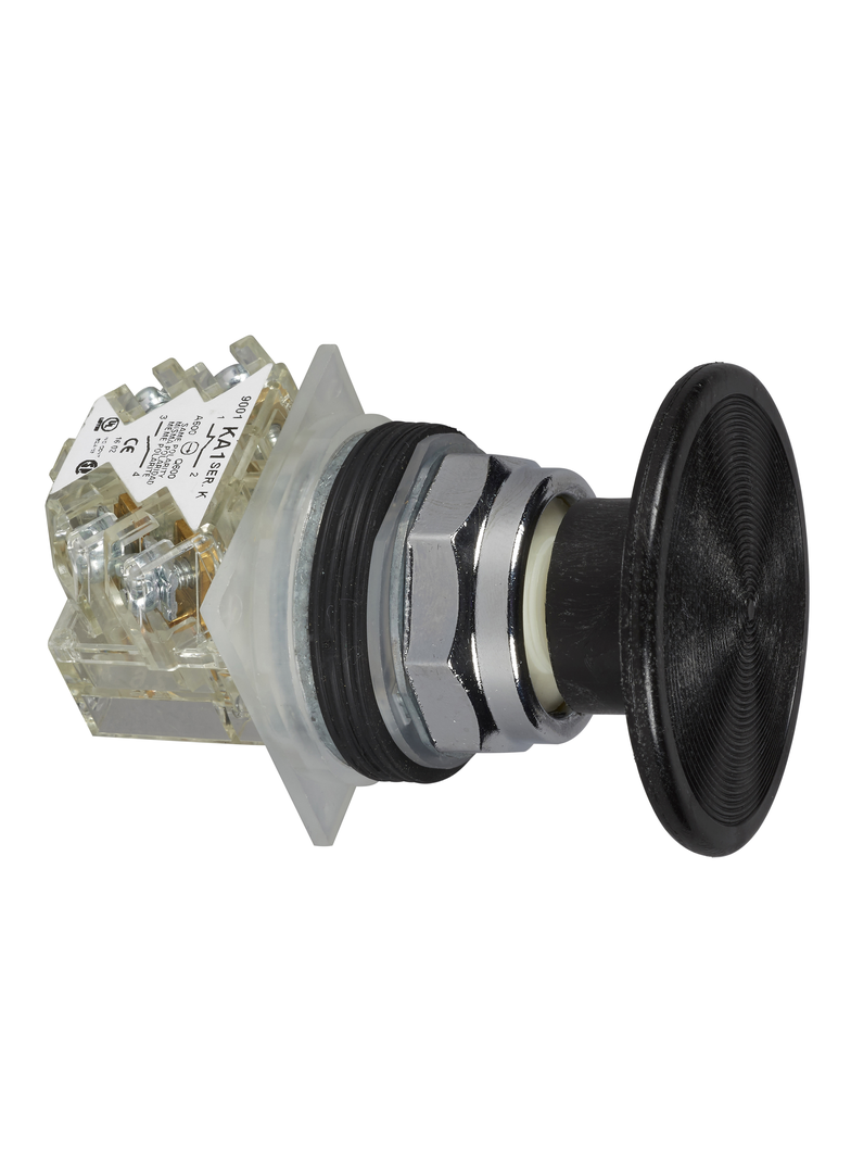 Harmony 9001K Przycisk grzybkowy O35 czarny wkręcany napęd 2 pozycyjny metalowy 1NO+1NC