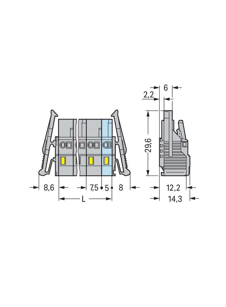 MCS-MIDI Classic gniazdo 12-bieg. szare raster 7,5 mm /10szt./ WAGO