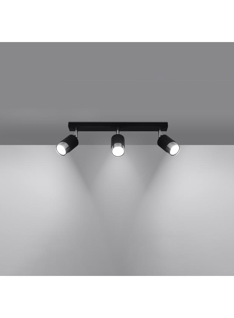 Plafon NERO 3 czarny/chrom